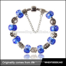 2015 joyería de moda azul zafiro piedra perlas pulsera de plata de la india